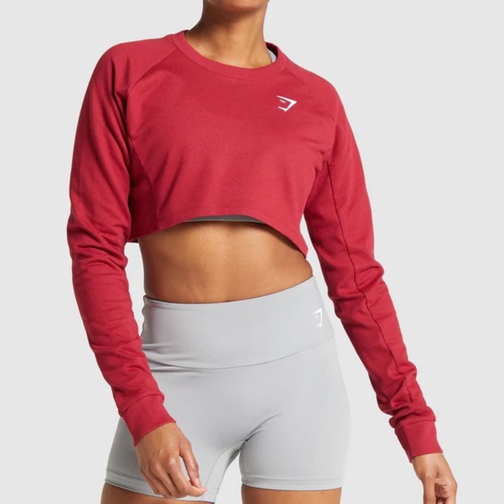 GYMSHARK TRAINING CROPPED SWEATER | BURGUNDY